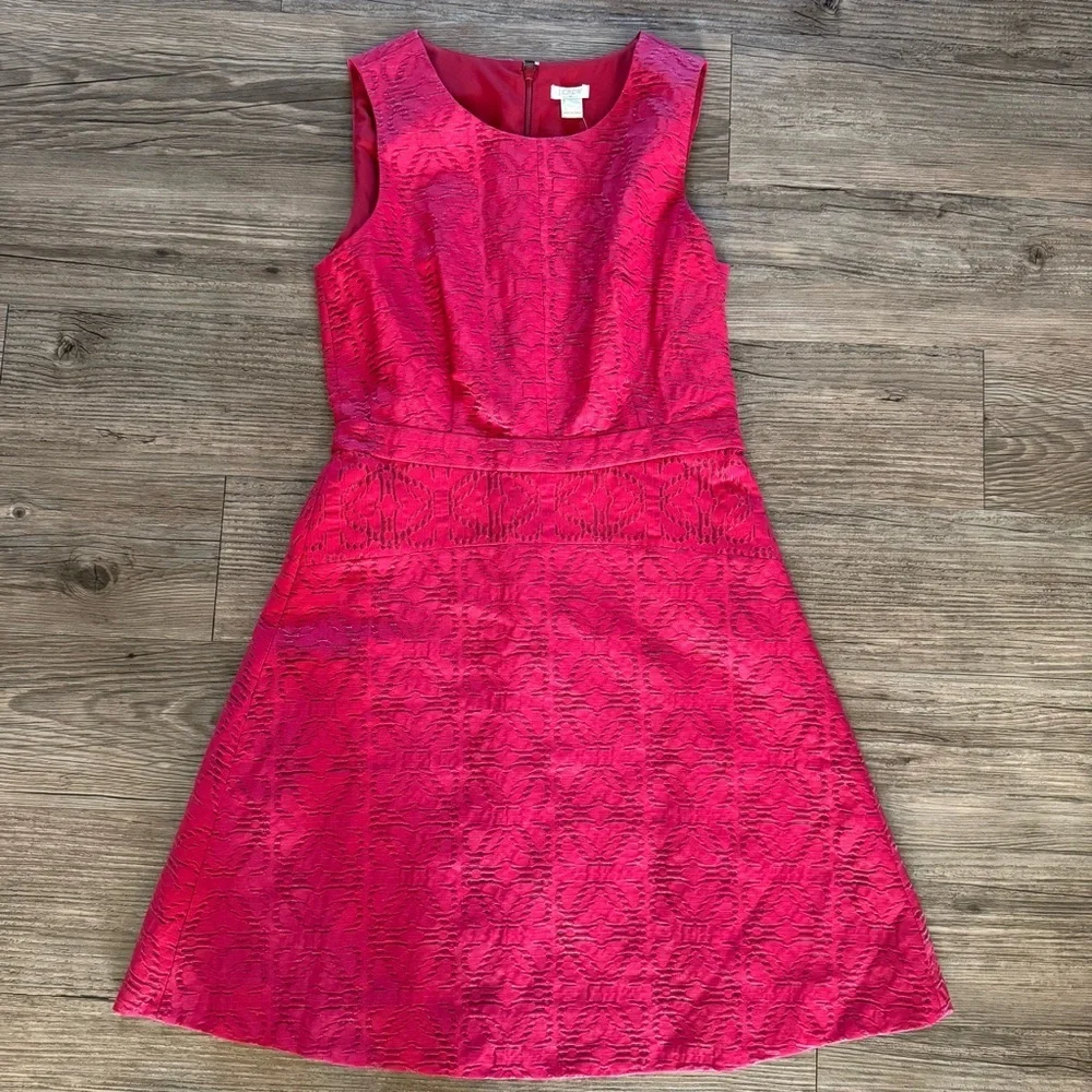 NWT J.Crew Dark Ruby Jacquard Eyelet Dress Size 6